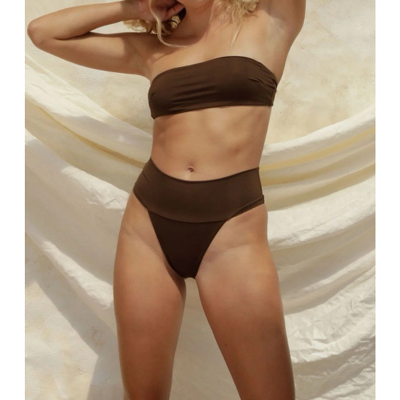 Free People x Toast Signature Banded Waist Bikini Bottom Size XS Sky Blue - Picture 6 of 7